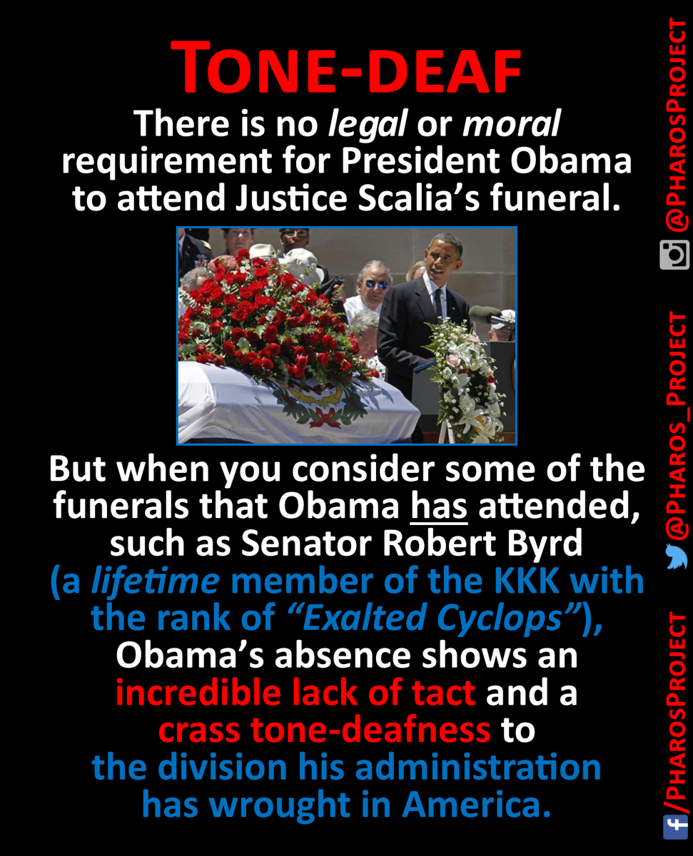Pharos_Project's tweet photo. #ScaliaDeath #ScaliaFuneral #Scalia #Obama @POTUS #NoTact #Crass #ToneDeaf #TCOT #CCOT #PJNet https://t.co/316eW4m3mg