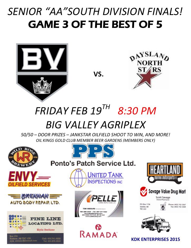 Game Day! Game 3 of the NCHL South Final tonight at 8:30pm. Let's pack the Agriplex!