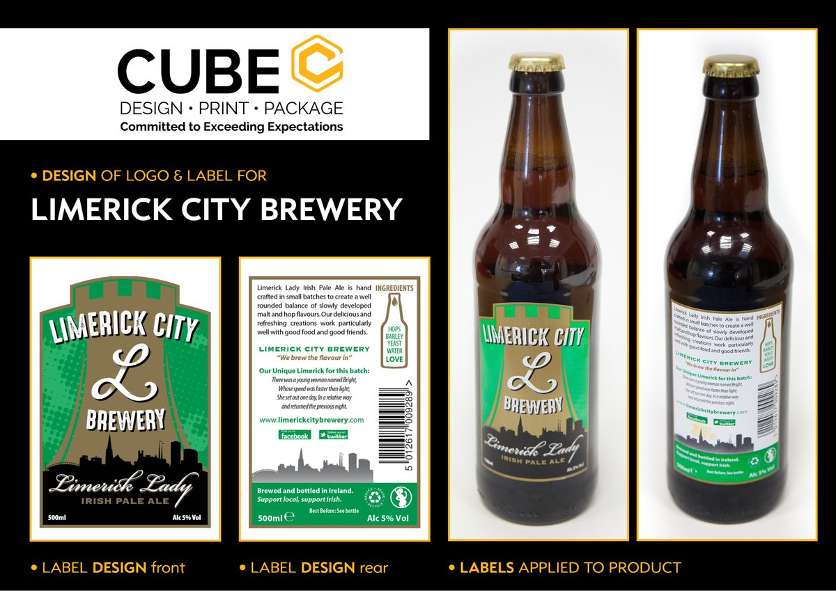 Cube_irish's tweet photo. Check our design for the @LimCityBrewery labels. Can you identify the landmarks in the city skyline? #Labels #design https://t.co/c2ws6qIEl8