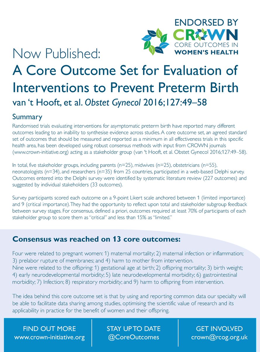 <a href="/GO_Net/">Obstetricsnetwork</a> 's preterm birth core outcome set summary; full paper: goo.gl/JfF9IJ
