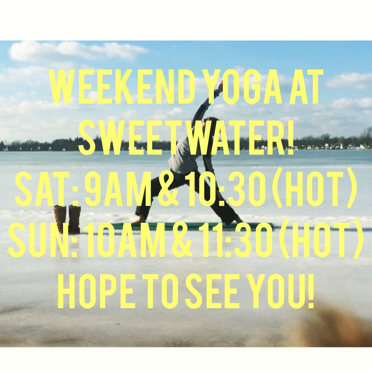SweetwaterSupyo's tweet photo. Yoga at The Point on Clark Lake!
#weekendwarriors #febheatwave #irishhillsmi https://t.co/jD0EPtCD0j