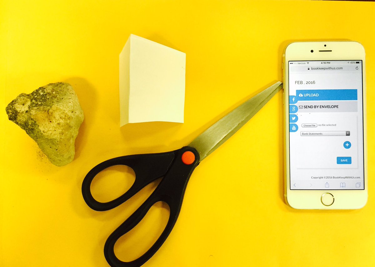 Bookkeepwithus's tweet image. How are you Bookkeeping? Rock, Paper, Scissors, Upload! #BetterProcess #workfromhome #workplace