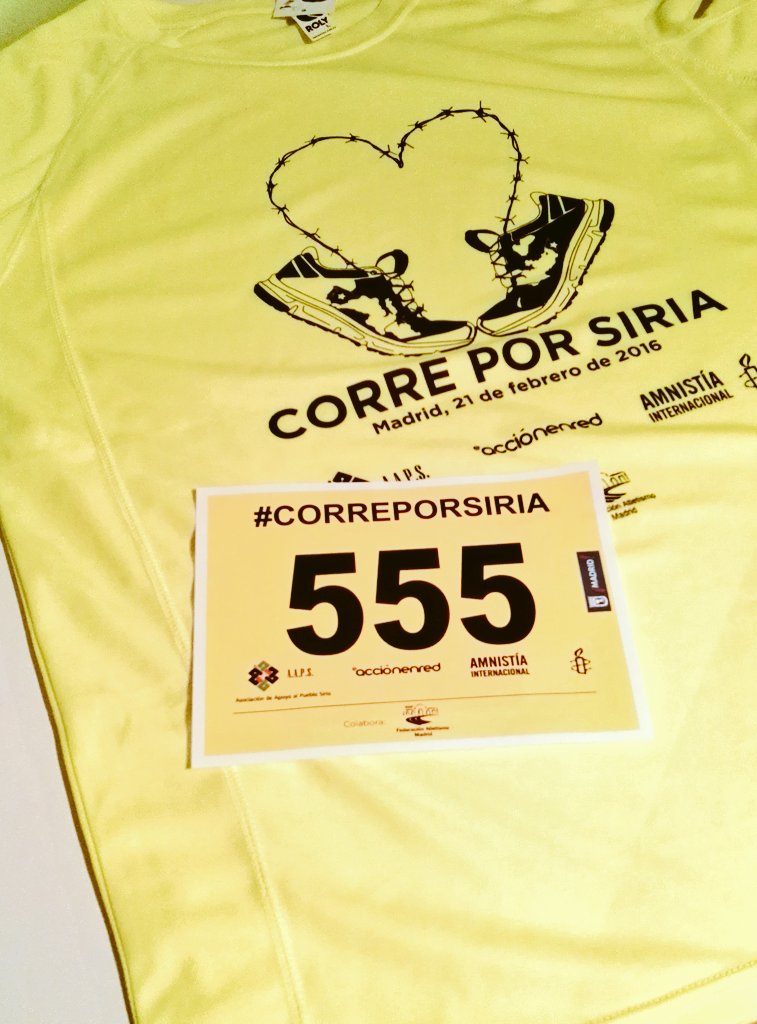 taybar78's tweet photo. Ya estamos preparados para el domingo. Una carrera con una gran meta. #correporsiria https://t.co/8BNUHjASpB
