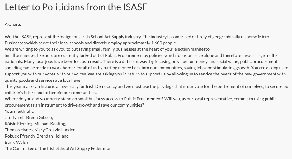 _ISASF's tweet image. A letter to Politicians..read more @www.isasf.ie #supportus #GE16
