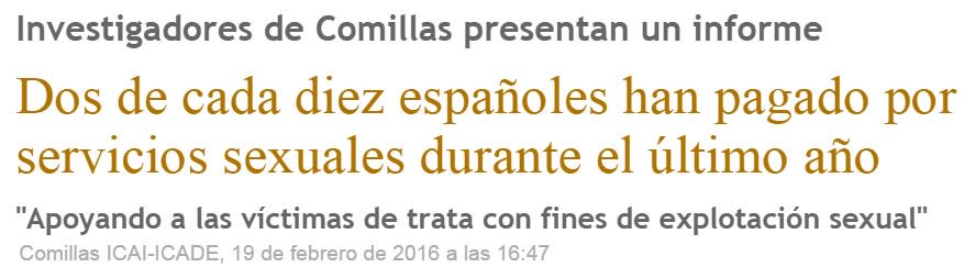 La prostitución equipara la dignidad femenina a la de un "clinex".
La pureza es liberación de la mujer y del hombre!