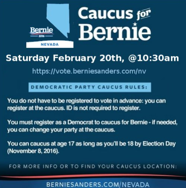 Bernlennials's tweet photo. NEVADA:The political revolution is counting on you to #CaucusForBernie tomorrow! https://t.co/3IBkR8Kd5P #NVCaucus https://t.co/TfKDsdZS16