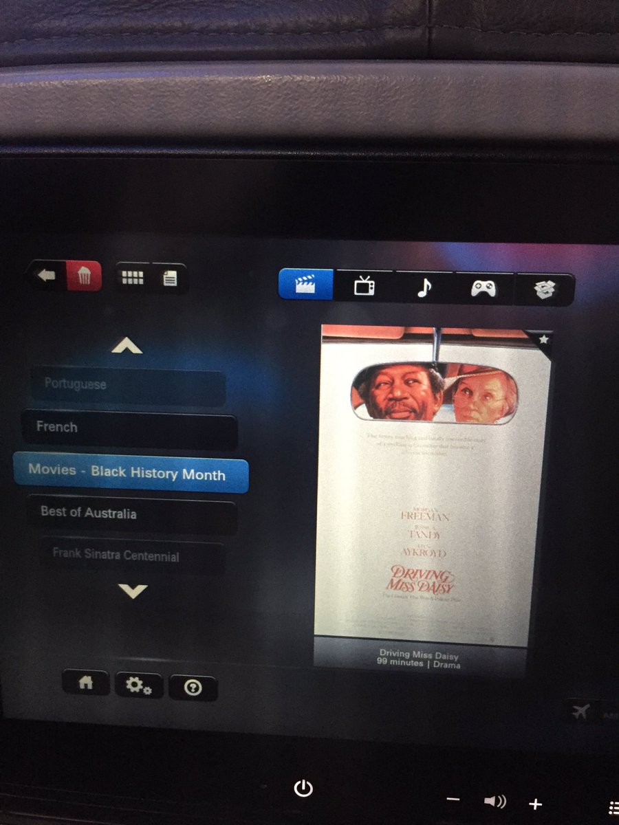 IAmAdrianSwish's tweet photo. Pretty sketchy of @AmericanAir to have #drivingmrsdaisy as the only movie option under the #BlackHistoryMonth option https://t.co/cpKRudSrOR