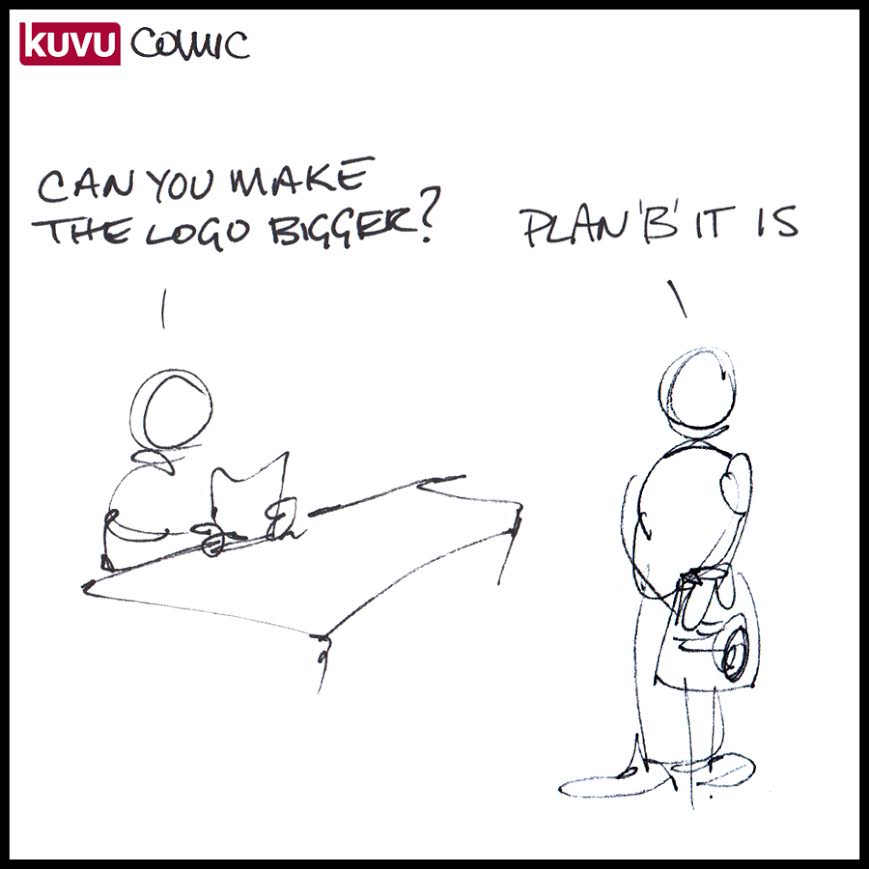 kuvu's tweet photo. When presenting creative, always have a backup plan. #Advertising #Logos https://t.co/dycETiqozh