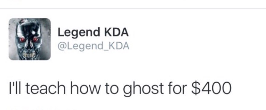 TrueSonBoaz's tweet photo. Dude forget about the ghosting. How bout I add you to Le Fam and you give me $400  @Legend_KDA https://t.co/MKRjs9hSun