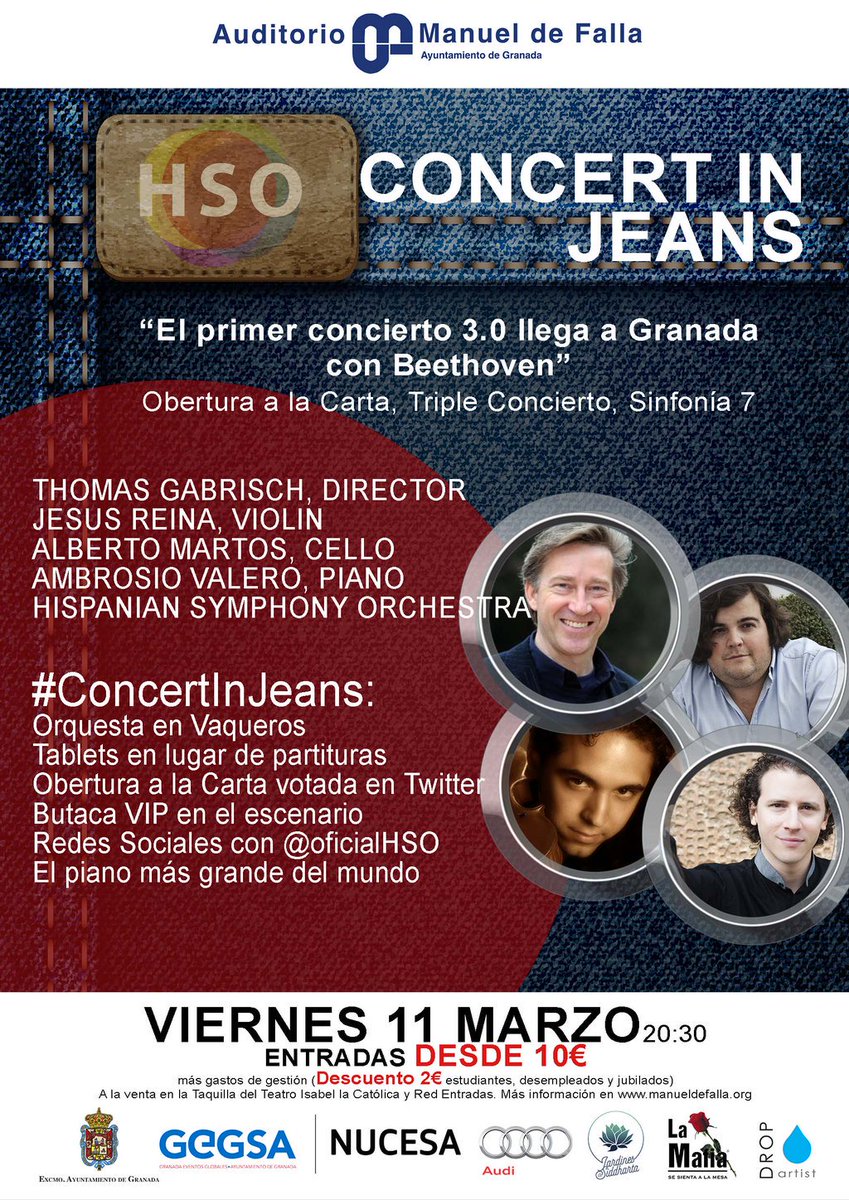 OficialHSO's tweet photo. Entradas disponibles en @redentradas para #ConcertinJeans 11marzo 20:30
¡por fin en Granada¡
https://t.co/VBxfdHBf7L https://t.co/z0zLmBM4AL