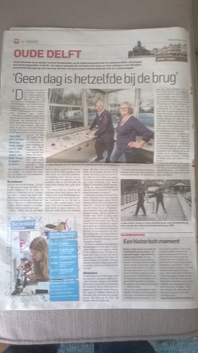 JetSebus's tweet image. Het artikel over de Delftse brugwachters dat vandaag in het AD verscheen ( Editie Delft)