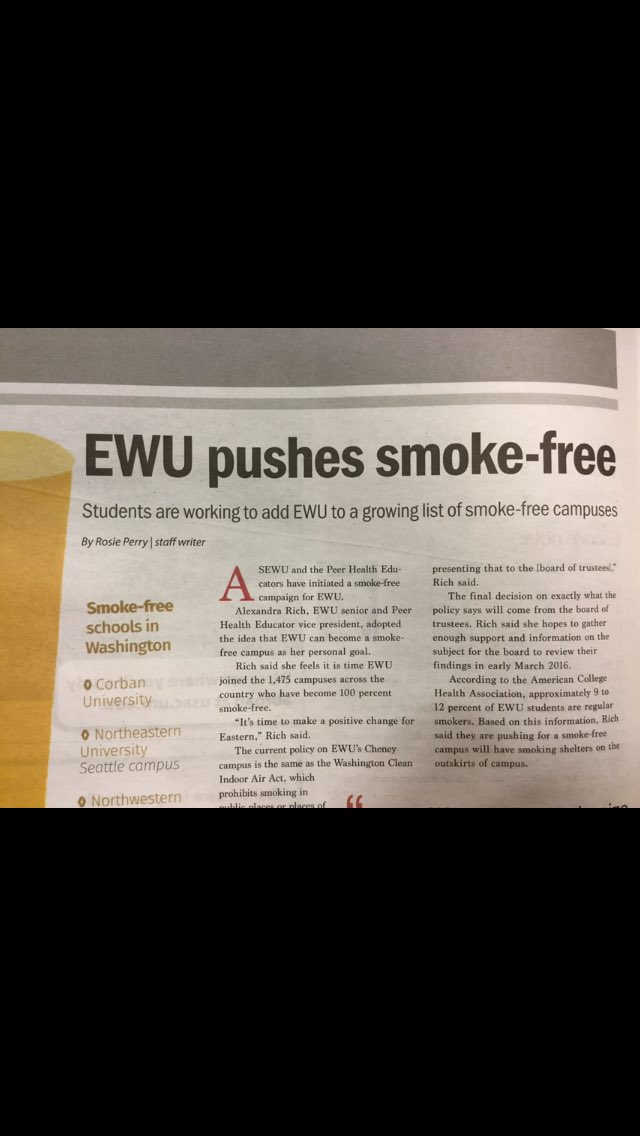 ASEWUeags's tweet photo. ASEWU is for a smoke free campus, are you? #TheEasterner #peerhealtheducators @KathleenSween @EasternerOnline https://t.co/wBK8G6AHv2