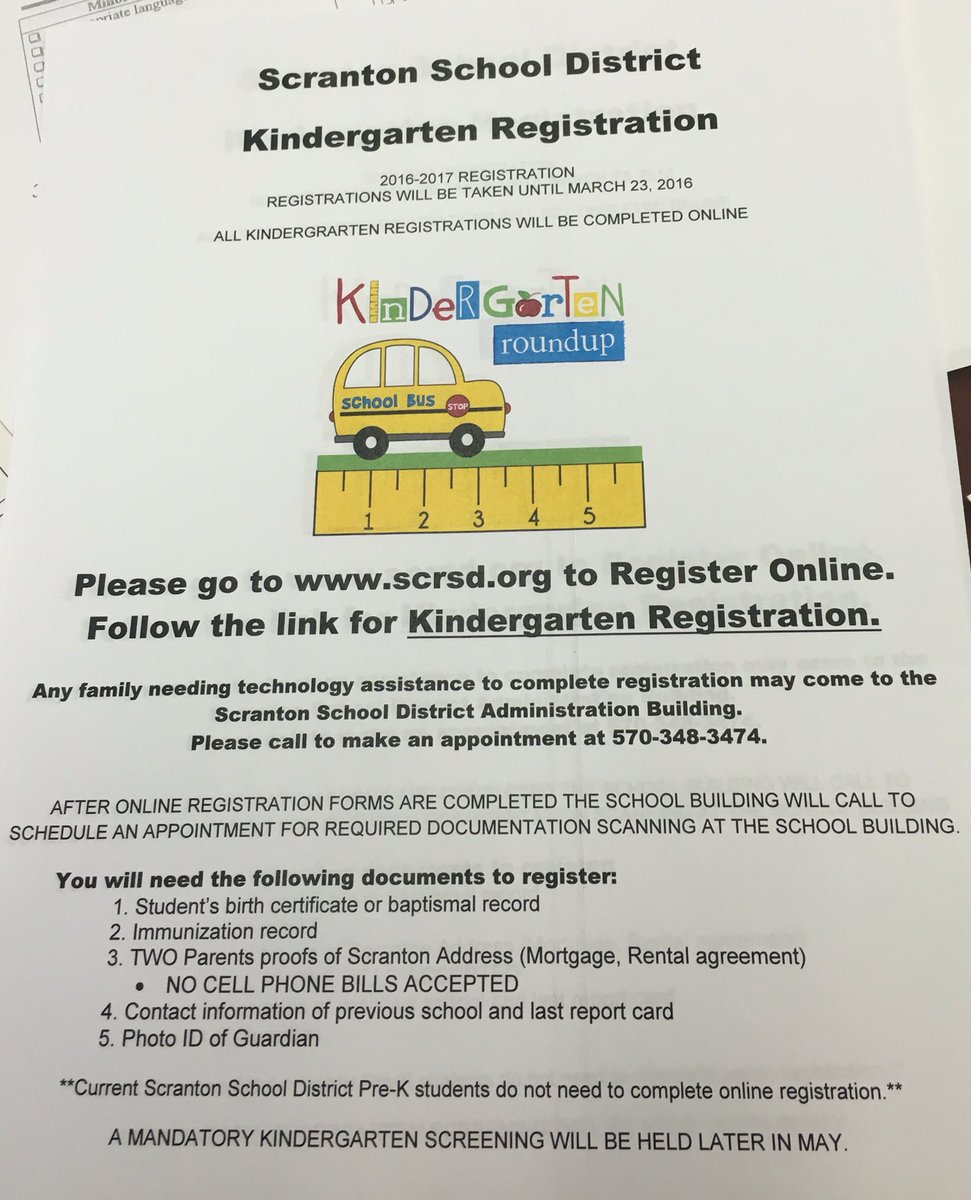 neil_ssd's tweet photo. 2016-17 school year. Kindergarten registration @SSD_Scranton https://t.co/aCTqpOULt5