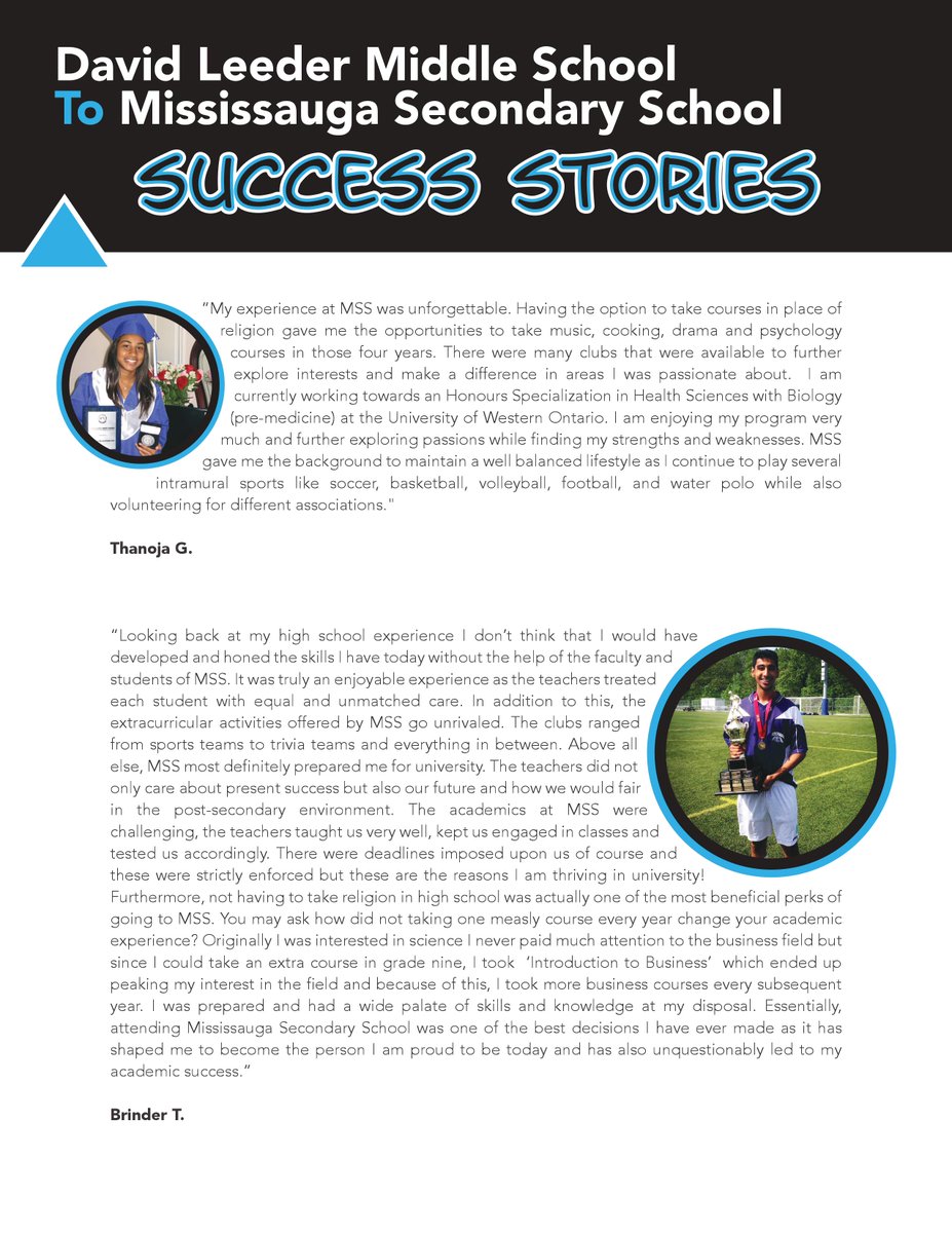 DLMS_MS's tweet photo. The Road to Success is paved from @dlms_ms to @MississaugaSS . Check out some of our success stories! @PeelSchools https://t.co/yZ6C0Hk1el