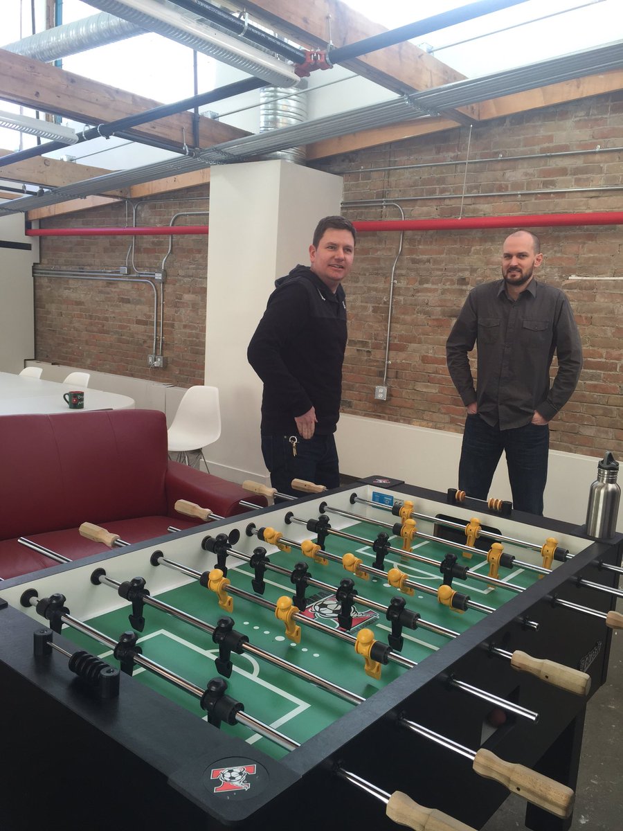 pumpinteractive's tweet photo. A little afternoon foosball on our new outdoor patio.. ;) #newwindows https://t.co/6Dp8IxcGO9