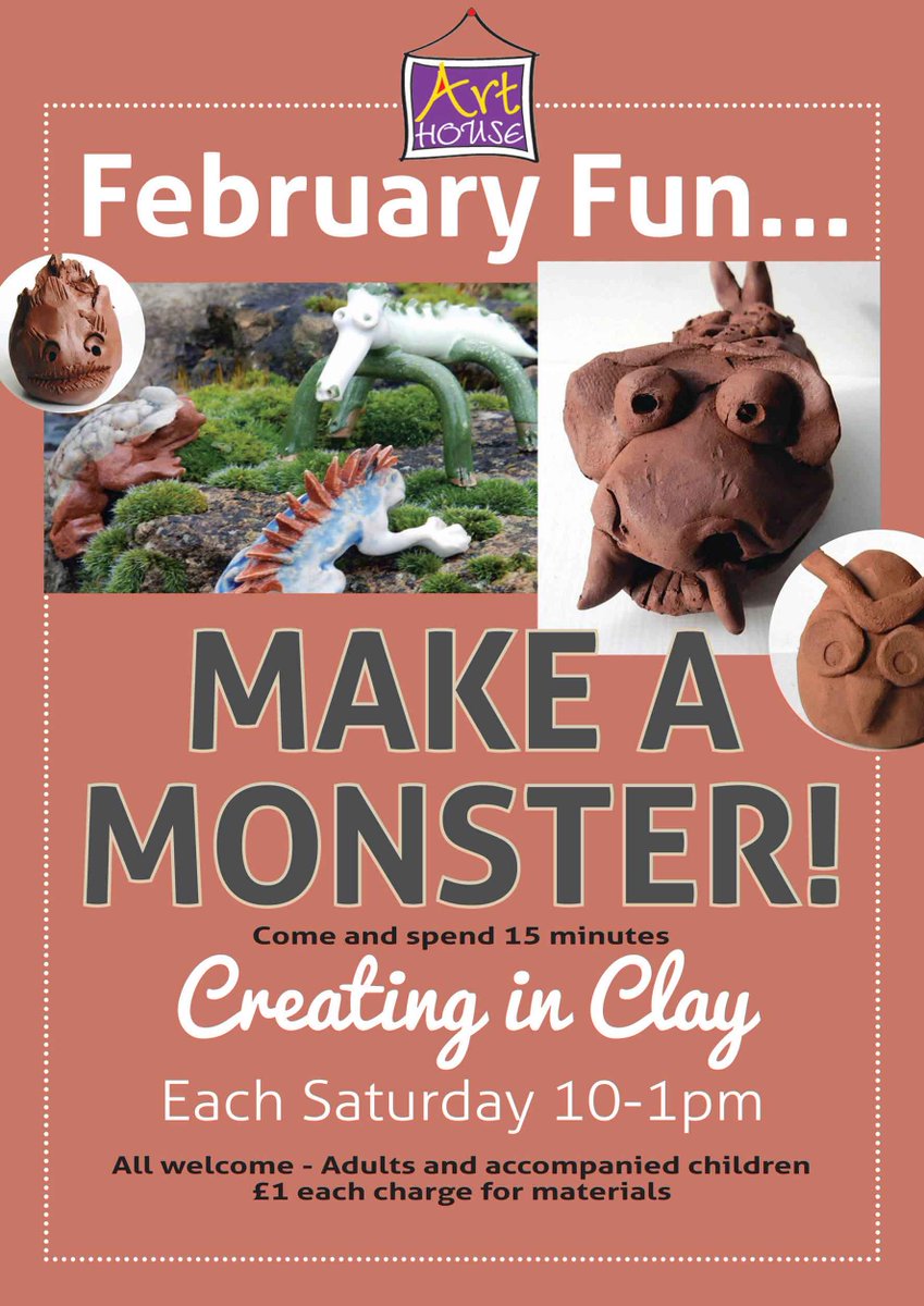 2 more Saturdays to go! Come by to try your hand at working with clayfrom 10 AM to 1PM tomorrow!