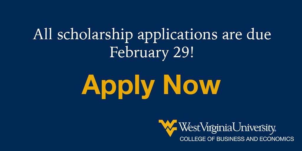 Don't forget: The scholarship application is due by February 29. Click here: be.wvu.edu/scholarships/i… #WVU