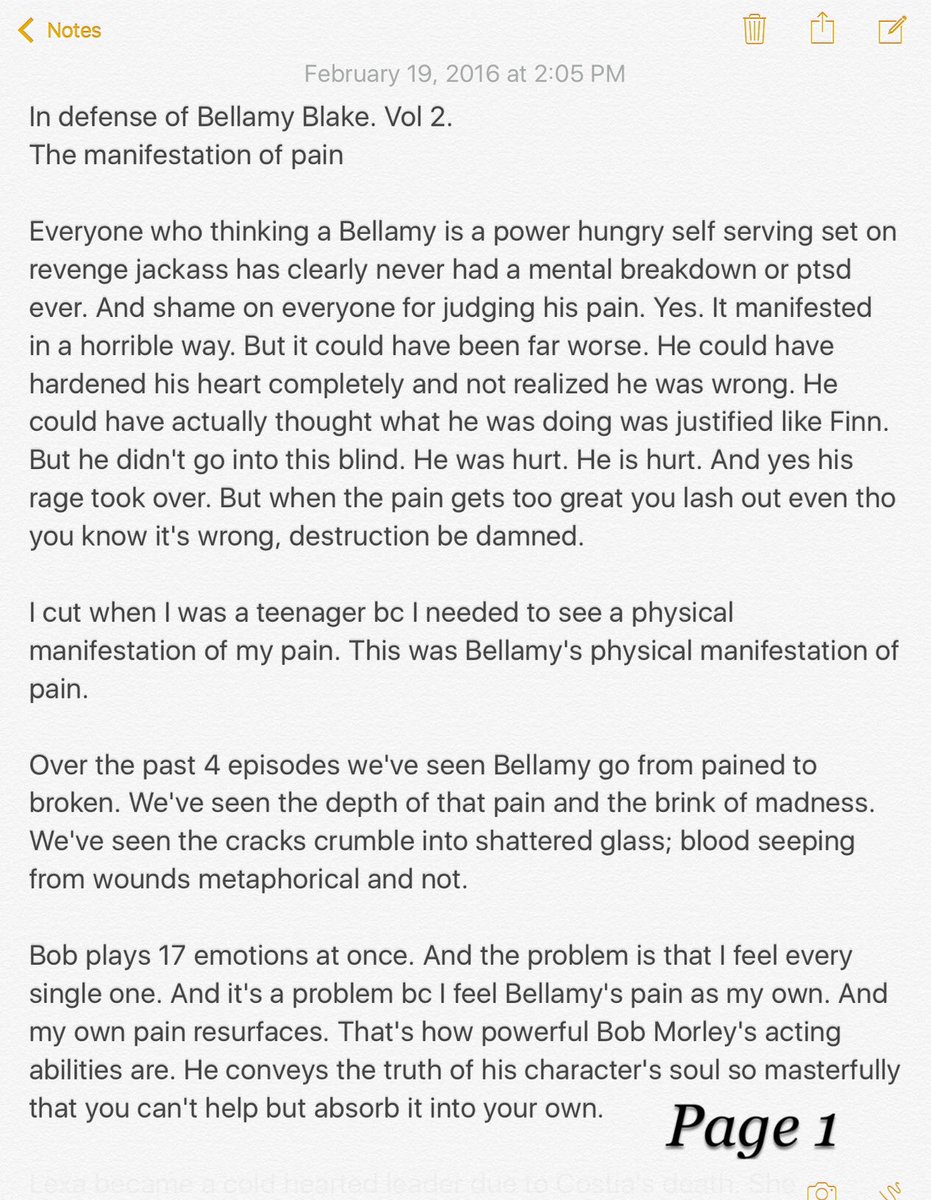 elishevayo's tweet photo. In defense of Bellamy Blake vol 2. The Manifestation of Pain @JRothenbergTV @WildpipM #the100 @cwthe100 @DrLawyercop https://t.co/iAmvZpoYAV