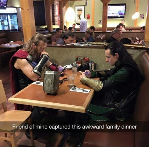 "Stop texting while eatting awkward family."