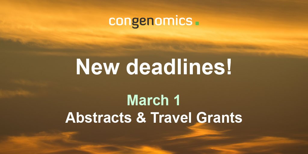 congenomics2016's tweet photo. We decided to postpone the abstract and travel grant submission to March 1! #congenomics2016 #ConGenOmics https://t.co/OUKaTB6Acp