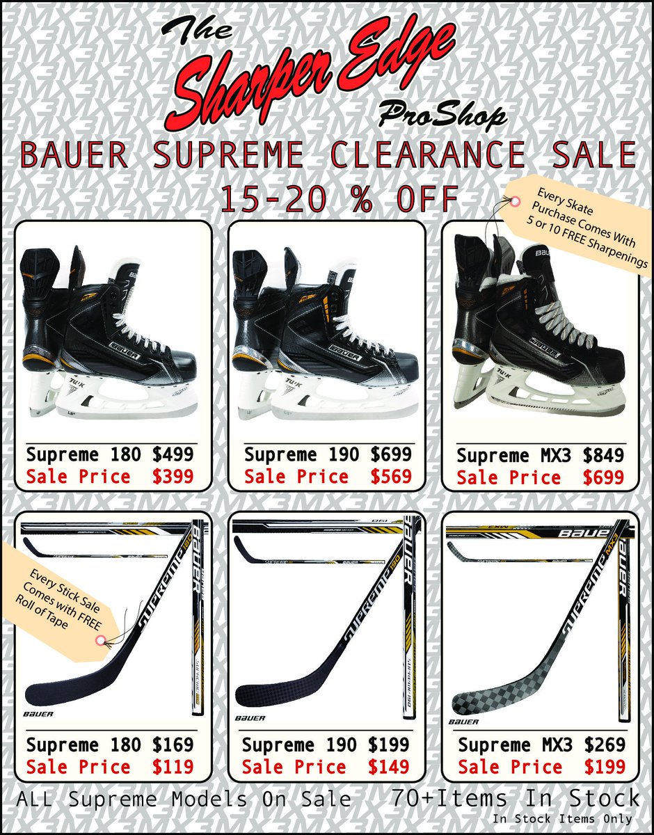 SharperEdgeShop's tweet photo. Come check out our huge @BauerHockey Supreme gear sale 15-20% off all in store products! https://t.co/XYnJiyqtQV