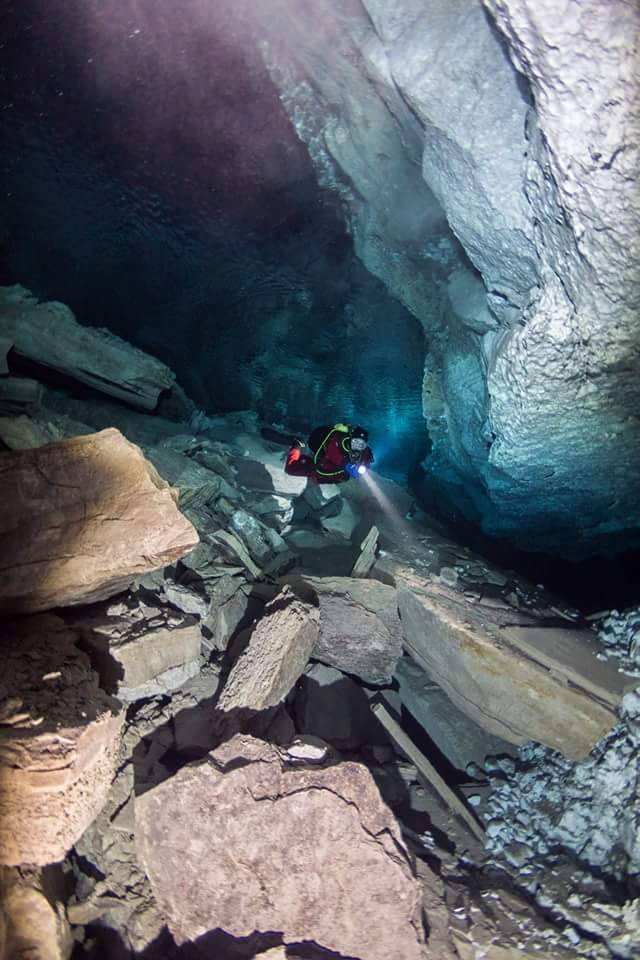 OrdaCave's tweet photo. The beginning of the #DryGrot Dominant white #gypsum minerals and brown #dolomitics, #cavediving #OrdaCave https://t.co/e4urJ5D7MQ