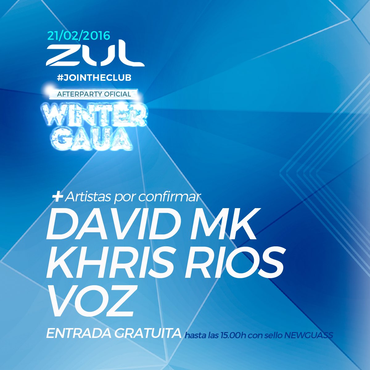 ZUL08OFFICIAL's tweet photo. Primeros confirmados para el #Afterparty oficial de la #WinterGaua @KHRISRIOS_BLUM @davidmknewguass y @deejayvoz https://t.co/YvF07HNC04