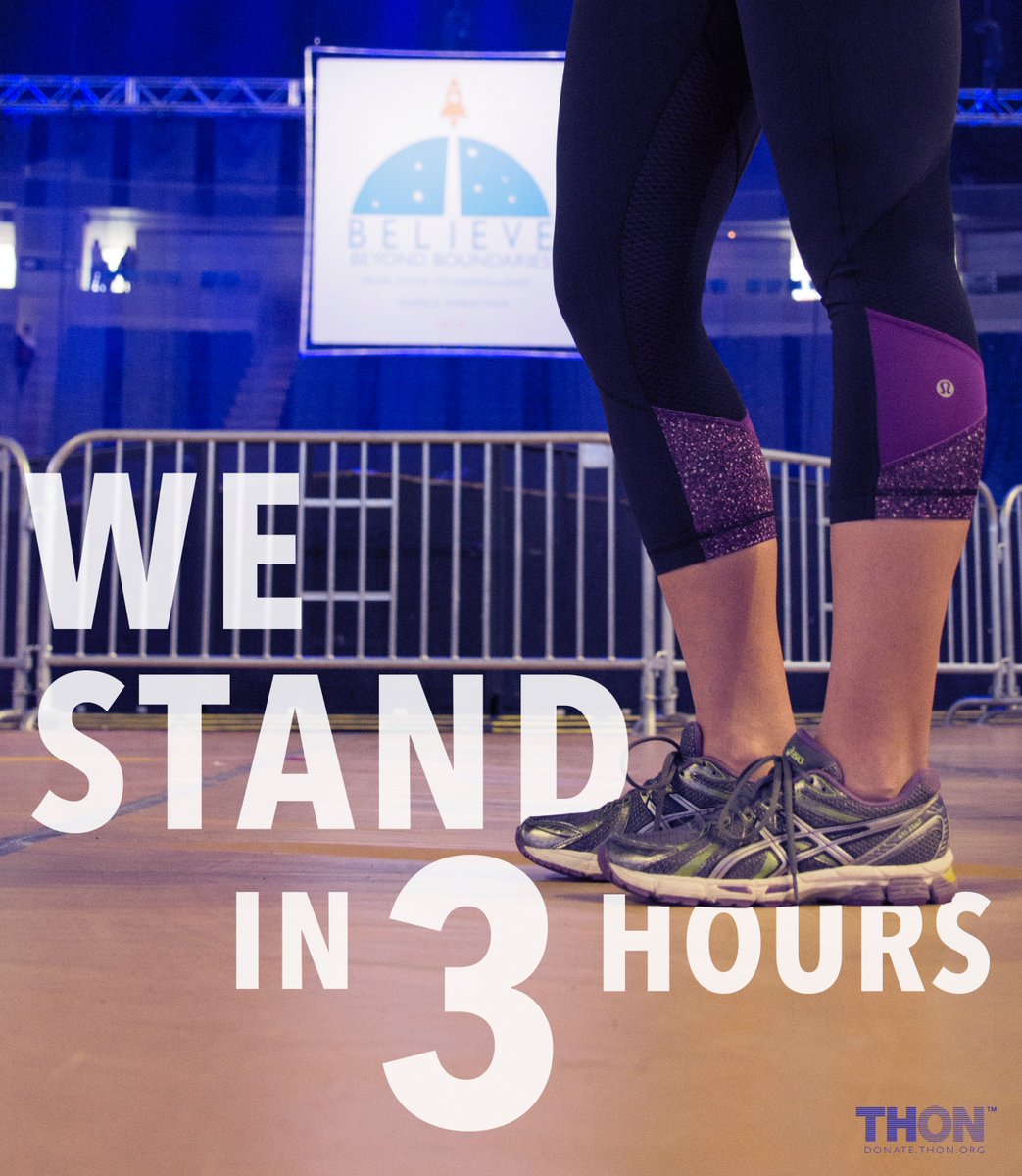 THON's tweet photo. Three hours 'til we Stand for #THON2016 https://t.co/b25qa98YWH