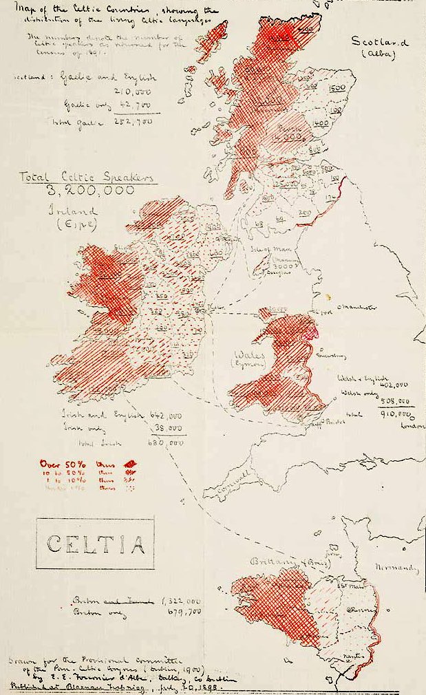 UlsterFrank's tweet photo. Distribution of Celtic languages in C 1900. #Gaidhlig / #Gaelic / Cymreag / #Brezhoneg / #Gaelg https://t.co/q0mDbSdFSA