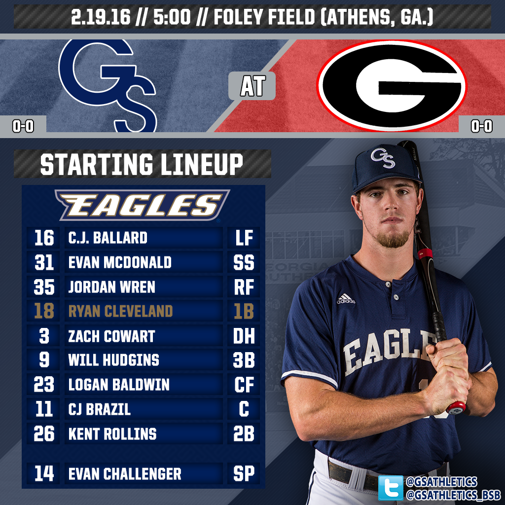 GSAthletics_BSB's tweet photo. BSB - 90 minutes left until first pitch. Here is your starting lineup for Opening Day #HailSouthern https://t.co/9S634f4B7q