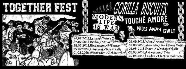 deathwishinc's tweet photo. Leipzig! TogetherFest w/ Modern Life Is War, Touche Amore, and Gorilla Biscuits starts 2/26. https://t.co/FMr6MYeJIz https://t.co/yGp7oLwxU5
