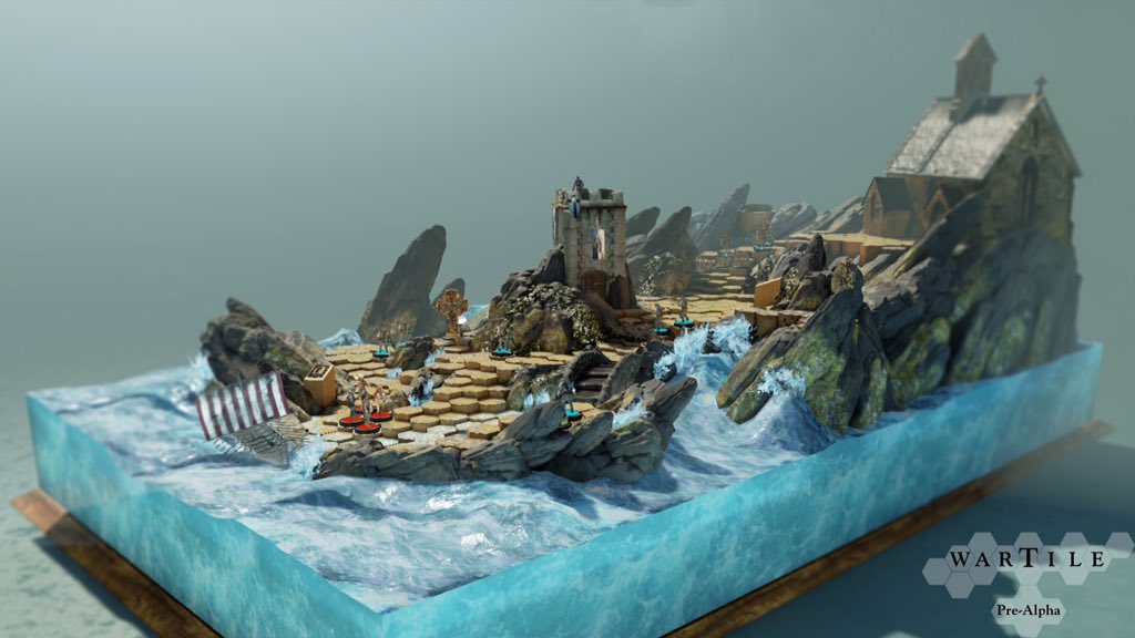 wartilegame's tweet image. Coastline shot, showing treacherous seas, invading forces &amp;amp; a beautiful monastery. #gamedev #indiedev #gamersunite