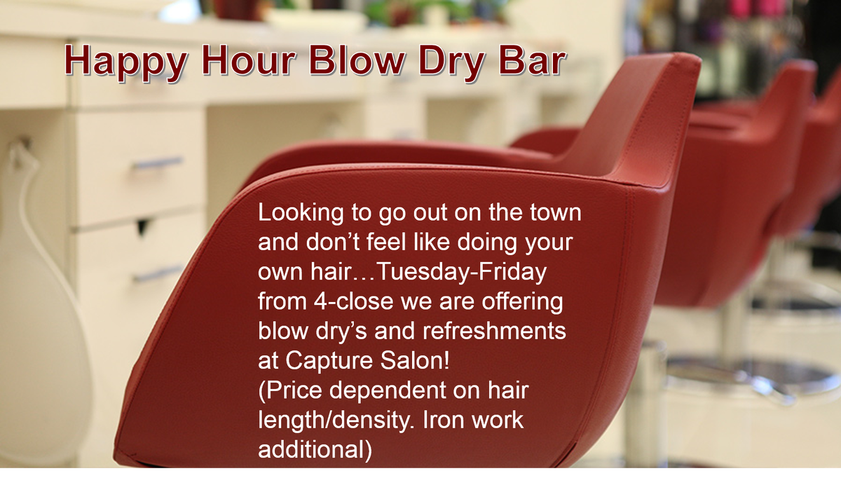 CaptureSalon's tweet photo. Happy Friday everyone!  Belly up to the Blowdry Bar before you head out tonight. #nhv #shopNHV #capturelovenhv https://t.co/vLBXkbekuZ