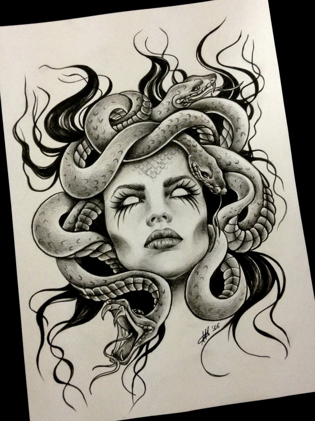 Medusa Illustration Wall Art Tattoo Design Original Artwork - Etsy