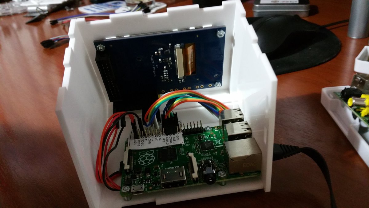 mikered's tweet photo. PiTFT screen now has a proper home - neat little #RaspberryPi #pitft  box - wiring and assembly took a while though! https://t.co/pq6PVRSHfu