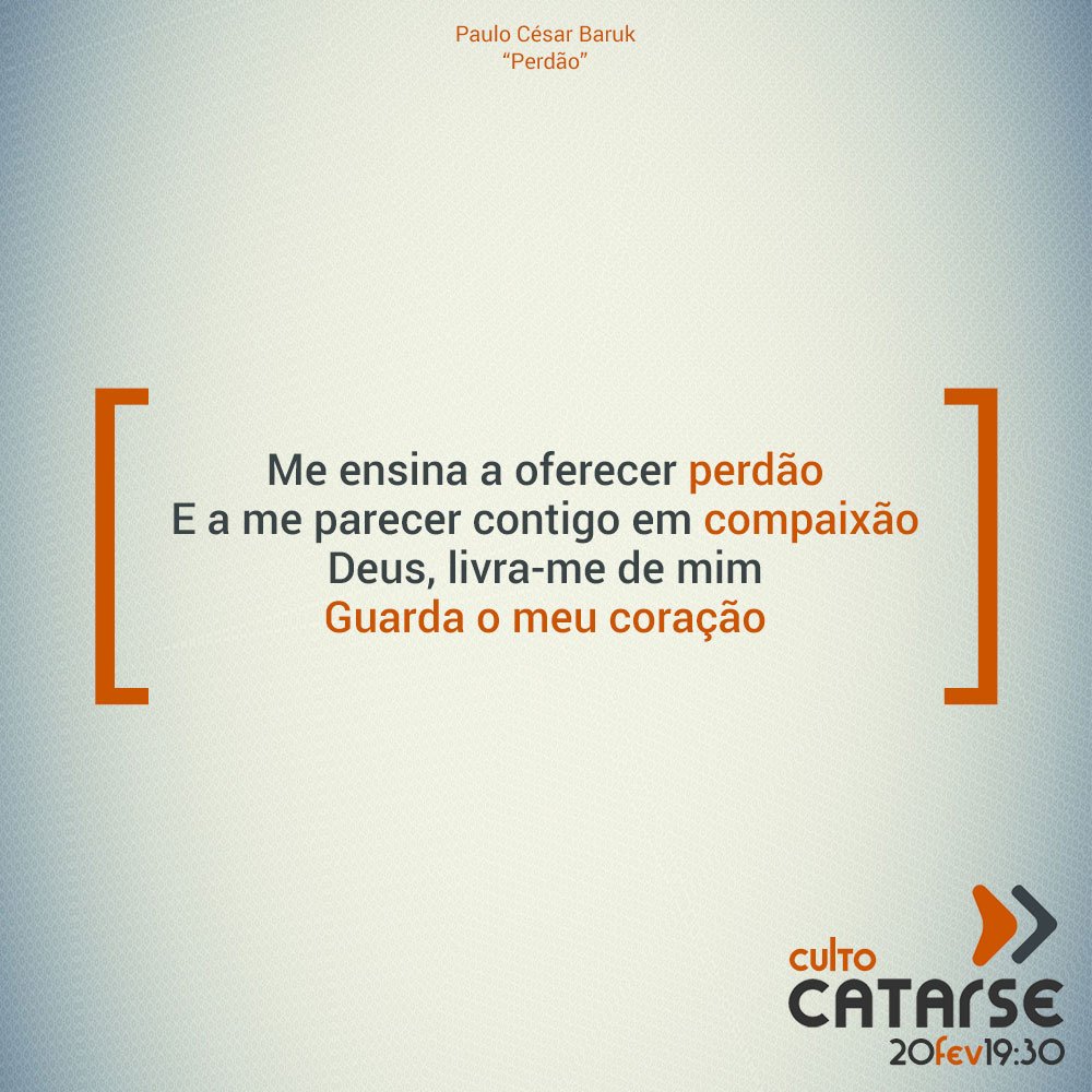 _catarse's tweet image. Dia 20/02, 19:30, é nosso encontro com o #Perdão. + info: ow.ly/YnwZY #Jesus #ÉpraVocê #CultoCatarse