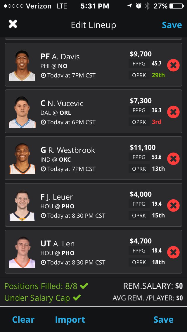FireDailySports's tweet photo. Tonight Free #dkpros #DraftKings Lineup Main Slate! Good Luck! https://t.co/432qlY3gwj