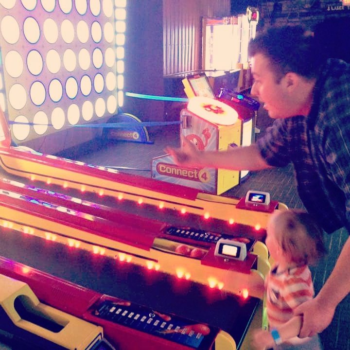 One_Bad_Dad's tweet photo. Skate zone with inflatables and skiball for the first time with littleman followed by bbq and a walk after his nap. https://t.co/pZSDtMhJZP