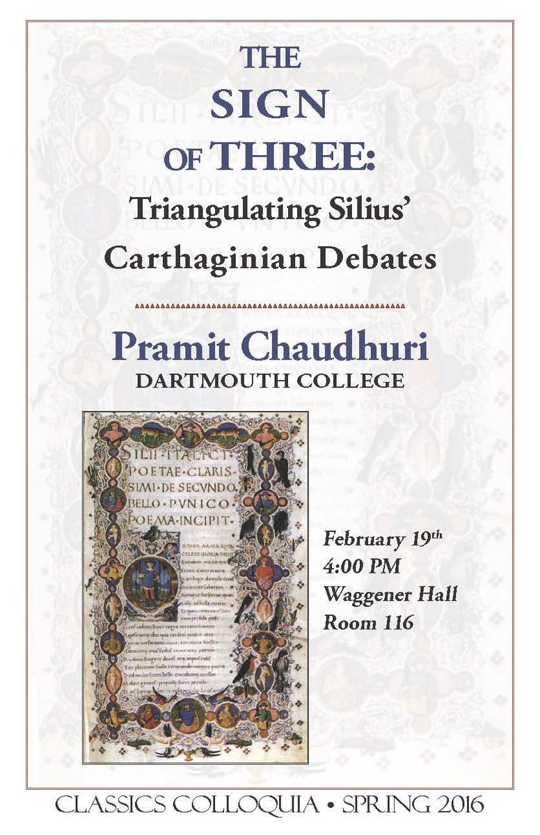 Many thanks to Pramit Chaudhuri for a fantastic and engaging talk today on Silius and intertextuality!