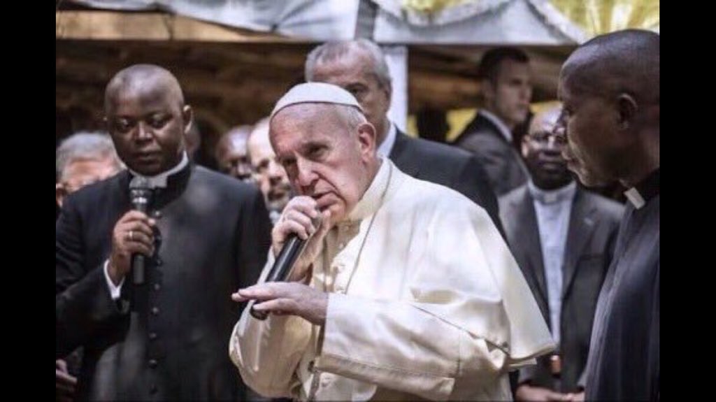 His Psalms are sweaty, bible, cross, beads are heavy, theres oil on his robe already, sinners Hail Mary's #PopeBars
