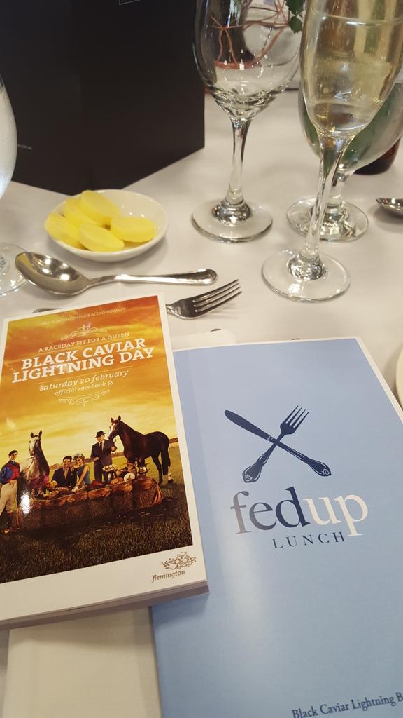TurfClubRadio's tweet photo. The #TurfClubRadio team at the #FedUpLunch at @FlemingtonVRC  (supporting the important work of @McAuleycsw) https://t.co/iBS2yNK5Hp