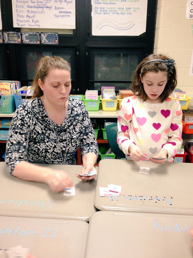 3rdCrimBGCS's tweet photo. Fun with fractions at Math and Movie night! #fractionwar #bobcatproud https://t.co/5cUuI59nIQ