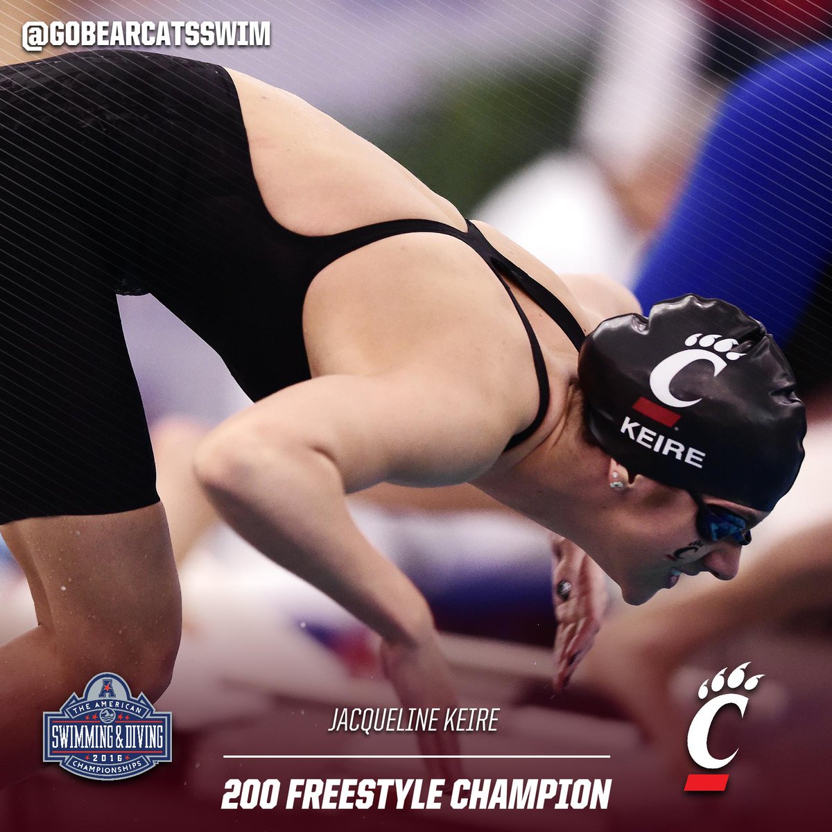 Jacqueline Keire does it again! 

She wins 200 free, breaking her own <a href="/American_Swim/">American Swimming & Diving</a> Championship record at 1:43.87