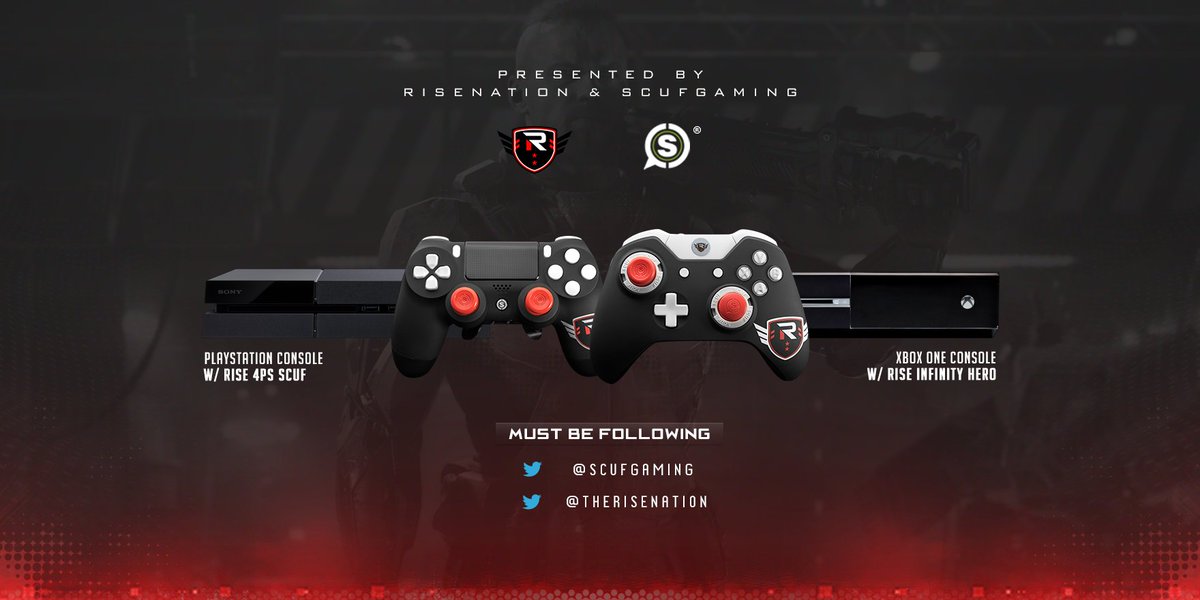TheRiseNation's tweet image. Giving a PS4 &amp;amp; Xbox One with a official Rise Scuf to two people!
RT &amp;amp; Follow @TheRiseNation and @ScufGaming to enter
