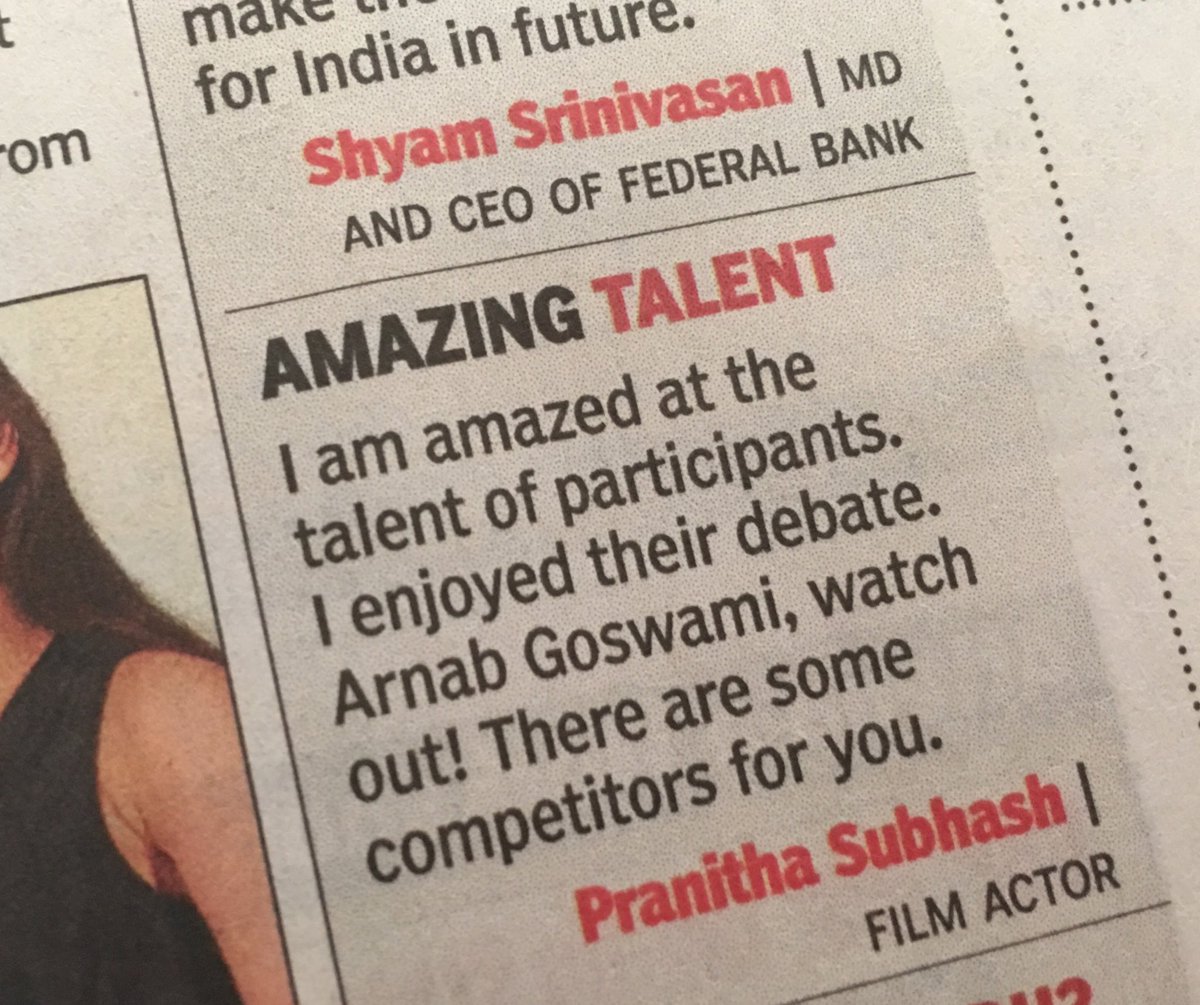 pranitasubhash's tweet photo. @TOIBengaluru @BangaloreTimes1 @FederalBankLtd
True that ๐๐ป๐๐ป๐๐ป #SpeakforKarnataka https://t.co/0nHCr5gUOj