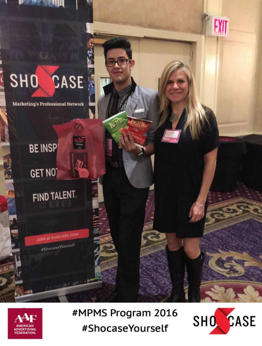 DebraWCarney's tweet photo. Eager to see the next wave of #advertising talent roll onto @Shocase! Thanks @kettlebrand for the chips! #MPMS16 https://t.co/TsaHg8Pqd2