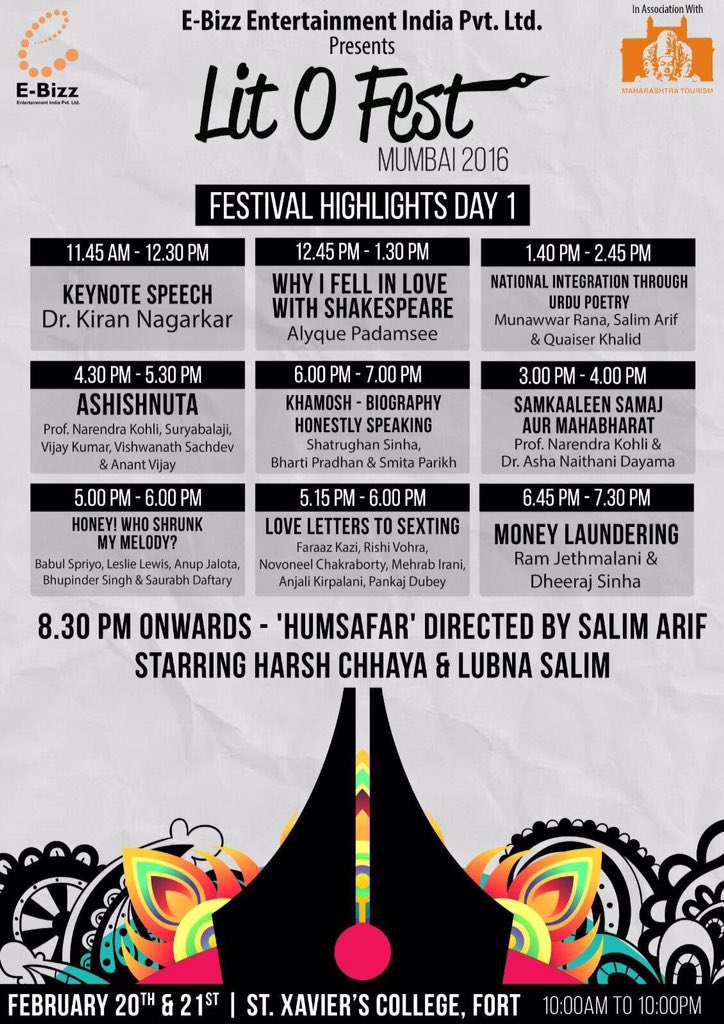 dheeraj_sinha's tweet photo. Looking forward to speaking at Lit O Fest, today at 6:45 pm, St Xavier's Mum @litofest @WestlandBooks #IndiaReloaded https://t.co/UkVfPkYt3o