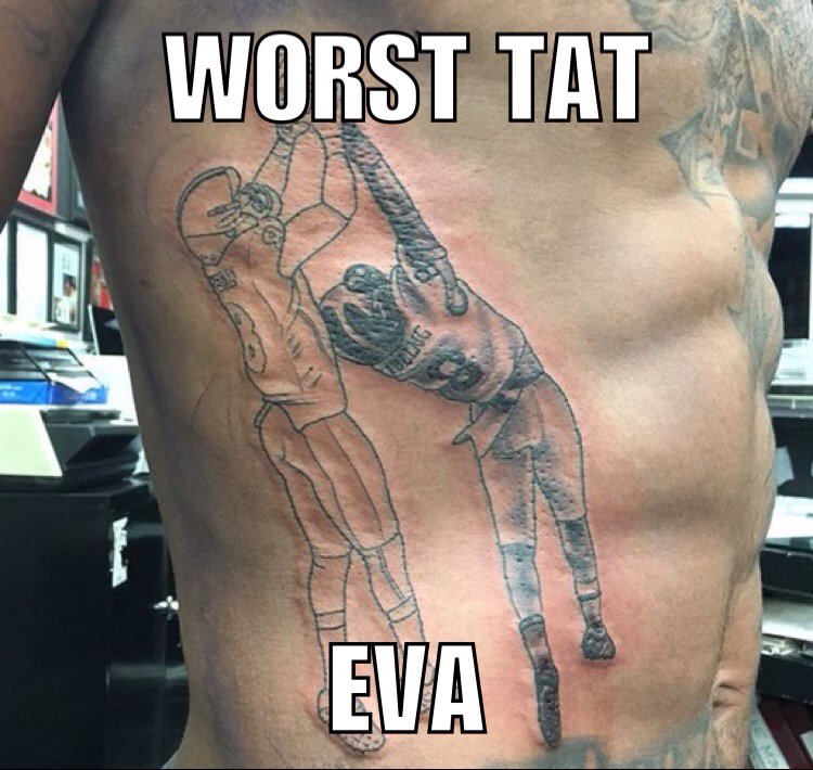 BIGBUSINESS's tweet photo. @NickWilson923 @MrKennyKidd #badtat #deflatedgameball https://t.co/Z4GcSWuSUT