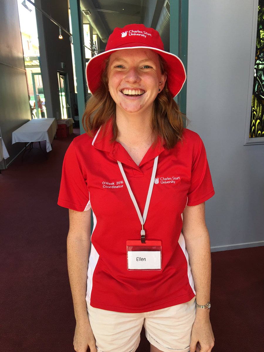 hungappa's tweet image. OWeek Coordinator Ellen is super happy it's move in day! #CSUoweek #Wagga