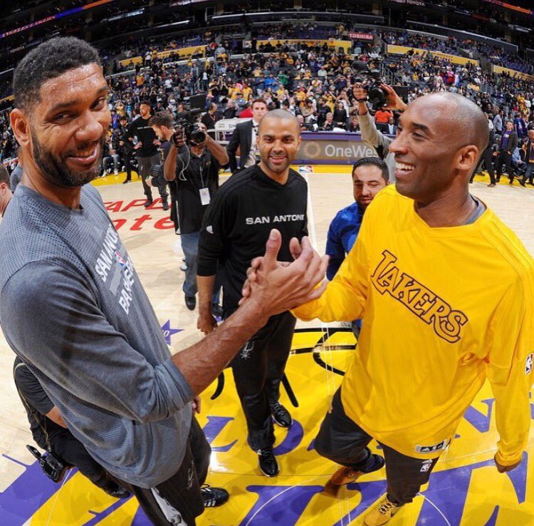 lastridewith24's tweet photo. Embrace the legacies being left behind by these two #greats #lakers #spurs #kobevsduncan #nbagreats https://t.co/PjvWYRwZhC